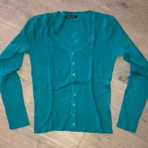 Teal button up cardigan